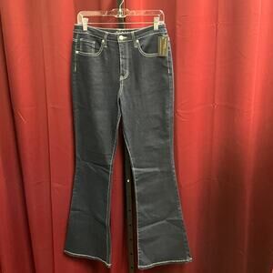 Wild Fable Women's Dark Blue Stretch Flare Legged Jeans